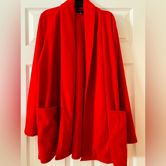 Lord and Taylor Red Fleece Jacket Medium - Picture 1 of 4